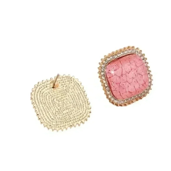Geo Pink Earrings - Picture 1 of 2